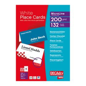 DECADRY PERF PLACECARD 85X46MM WHT