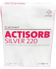 Actisorb Silver Activated Charcoal Dressing 9.5cm x 6.5cm [Pack of 10] 