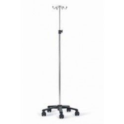 AW Select Infusion Stand - H-165 - Stainless Height Adjustable. Mobile Base. 2 SS Hooks