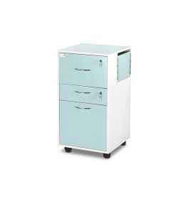 Bristol Maid Bedside Cabinet - Grey White  - Locking Flap - Personal Drawer - Lower Drawer - Adjustable Shelf - Cam Lock 