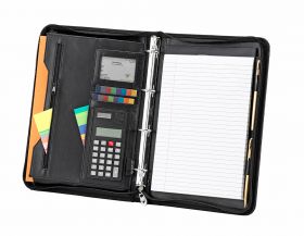 A4 Zipped Folder with Calculator; FI6528; Black