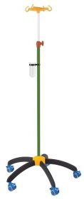 Pediatrics IV Drip Stands - Green With Mouse Castors