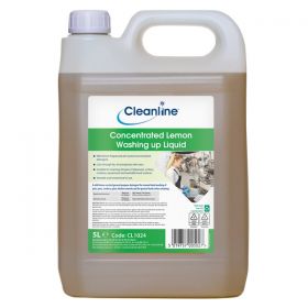 Cleanline Concentrated Lemon Washing Up Liquid 5 Litre [Pack of 4]