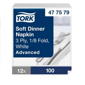 Tork Soft Dinner Napkin 3ply White 39cm [Pack of 1200]